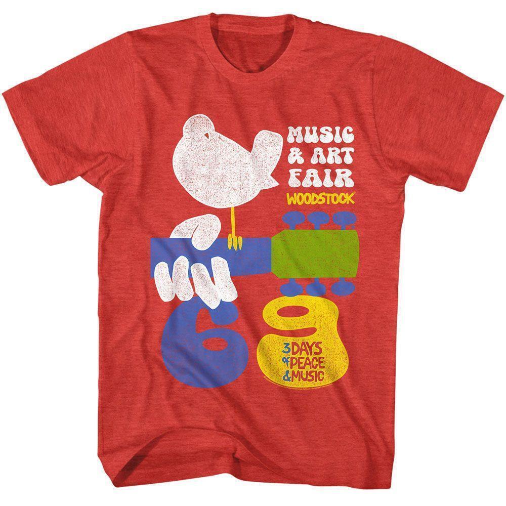 Woodstock Music And Art Fair Red Heather T Shirt